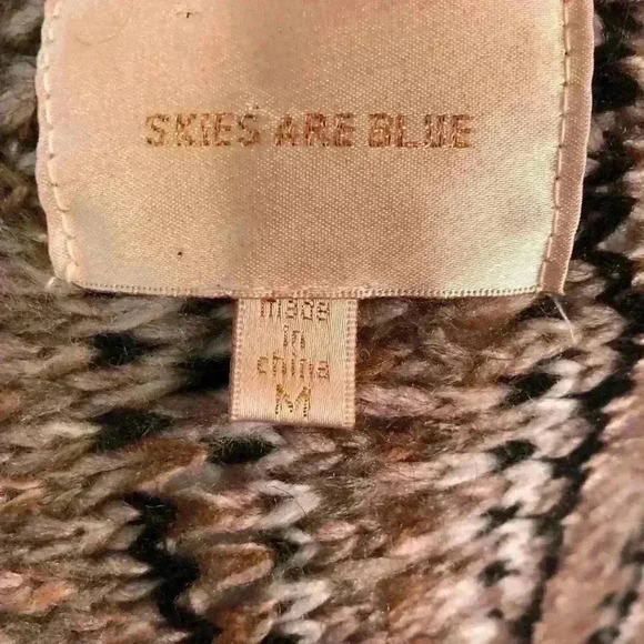 Skies Are Blue Women’s Medium Sweater Wool Blend Brown Black White - Picture 4 of 6